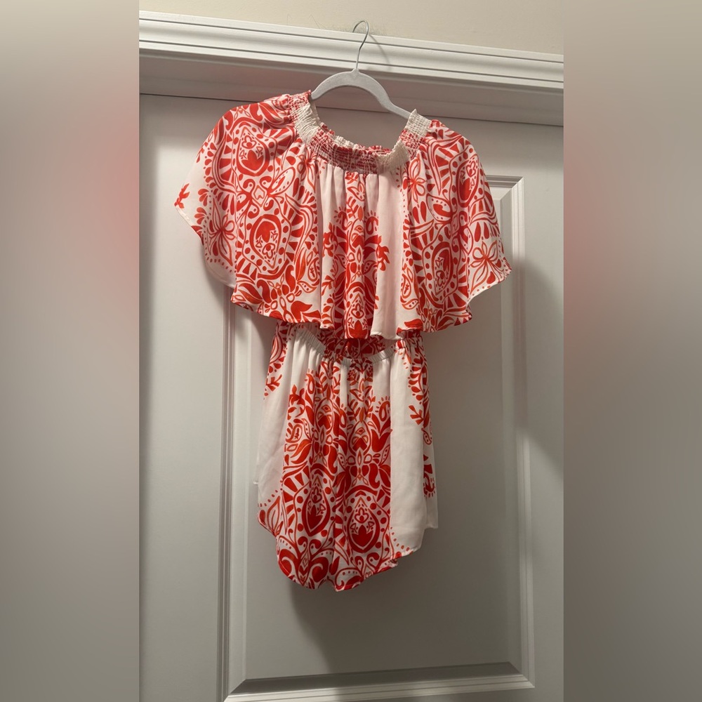 Show Me Your MuMu Coral and White Boho jumpsuit